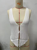 Zingj Round Collar Sexy Vest Women's Summer New Style Sleeveless Hot Girls Knit Top Cardigan-Outfit