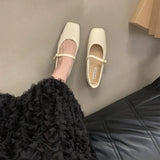 Zingj Temperament Square Head Shallow Mouth Casual Flat Bottom Versatile Single Shoes In 2024 Spring And Autumn New Soft Bottom Comfortable Low Heel Women's Single