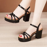 Thick-Heeled Sandals For Women's 2023 Summer New Thick-Soled Waterproof Platform With Large Size 4143100 Open-Toed