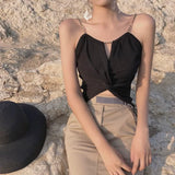 Women Camis Top Suspender Vest Sexy Pink Black White Slim Party Beach Vest Short Crop