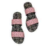 Zingj Plus Size Flat Slippers Female Summer Wear One-Drag Hollow-Out Fashion Print Casual Beach