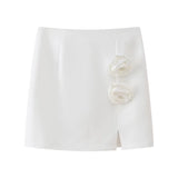 2025 New Women's Flower Decoration Hanging Neck Solid Color Vest Wrap Hip Flower Skirt