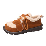 Zingj Size Thick Cotton Shoes Women 2023 Winter New Flat Women's Shoes Plus Velvet Warm Snow Cotton Brown Wool Shoes Women-Outfit