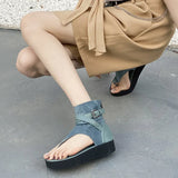 Sandals Women's 2023 Spring And Summer New Pinch-Toe Women's Shoes Waterproof Table High-Side Zipper Denim Retro
