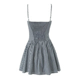 Gingham Plaid Strap Mini Dress-Outfit