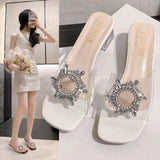 And Cool Drag 2025 Summer New Large-Size Cool Slippers Women's Water Drill Transparent Korean Version Of Fashion Slope And Cold