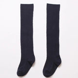 Girls' School Uniform Knee-High Sock Cable-Knit Children's Long Sock Fashion Kniekousen Kinderen Solid Color Kids