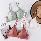 Lace Bralette Wireless Bras For Women Transparent Underwear One-Piece Floral Lace Brassiere Push Up Lingerie Backless