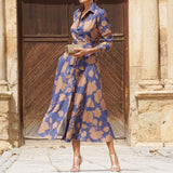 Spot 2025 Spring New Lady Fashion Temperament Print Medium Long