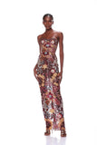High-Quality Fashion Picture Color Palette Shoulder Flowers Long Bag Ass Dress Evening