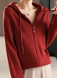 Autumn And Winter New Japanese And Korean Lazy Style Hooded Zipper Cardigan Women's Loose Thin Sweater