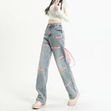Waisted Straight Jeans For Y2k Women Streetwear Summer Korean Dongdaemun 2023 Femme Pants Baggy Blue Denim Trousers