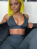 Women 2 Pieces V Neck Bra Leggings Set Crop Top Matching Co Ords 2023 Autumn Winter Clothes Sporty Tracksuit