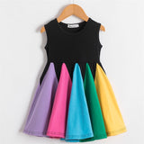 New Girls Dress Sleeveless Rainbow Color Kids Clothes Fashion Princess Dresses Toddler Girl Clothing 2-6T Carnival