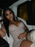 Body-Shaping Mini Dress Women Patchwork Mesh Strapless Solid Camisole Skirt Sexy Cleavage Sleeveless Club Female