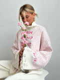 Letter Embroidery Personality Tattered Wool Woven Long-Sleeved Sweater Women's Autumn And Winter Letter