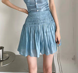 3 Piece Blue Glitter Summer Blazer Women Jackets Coat Blazer And Short Skirt Set For Women Elegant High Fashion