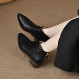 Vintage Short Tube Martin Boots British Style Soft Leather Middle Heel Western Boots Women's Ankle Boots Thick Heel Pointed Head 2025 New