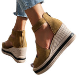 New Slope And Fish Mouth Sandals Women Thick-Sed Loose Cake Casual Sandals Roman Sandals Women