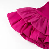 Pink Strapless Ruffles Mini Dress-Outfit