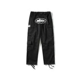 Tide Brand Alcatraz Overalls Men's Multi-Pocket Retro Loose Straight Tube Rope Tie