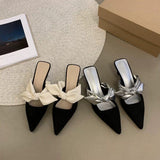 Small Fragrant Feng Tuk-Head Half-Slipper Fairy Shoes Wear 2025 New Spring And Summer Bow High And Cool