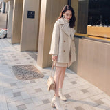 Faux Wool Jacket And Skirt Set Korean Coat Female Za Women Manteau Womens Autumn Basic Fashion Femme Thick Cape