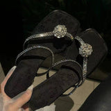 Temperament Cool Drag Woman 2025 New Set Of Toes Height Crystal And Fairy Sandals Square Dress Fashion