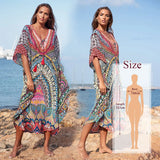 Sexy Cold Shoulder V Neck Bats Sleeve Loose Summer Beach Dress Plus Size Women Beachwear Kaftan Black Dress