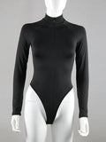 Women's Clothing Burst Long-Sleeved Zipper Tight Sexy Body-High Waist Zipper Slim Thin Top