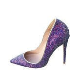 Glitter Shiny Women Shoes High Heel 12 cm Stilettos Pointed Toe Women Pumps Chaussure Femme Talon Sexy LF001