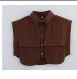 Women's Dress 2025 Solid Color Big Pocket Sleeveless High-End Feel Cardigan Polo Collar Denim Shirt Top