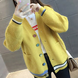 Women Patchwork Ribbed Knitwear Soft Charm Newest Fashion Loose Pius Size 3XL Daily Lovely Preppy Style Ulzzang
