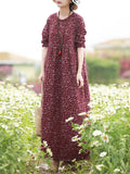 Women's Floral Printed Dress 2024 ZANZEA Autumn Long Dresses Casual Long Sleeve Maxi Vestidos Female Robe Oversized-Outfit