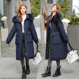 Winter Jacket Women New 2022 Hooded Warm Jacket Female Long Parkas Artificial Fur Collar Women Winter Coat