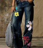 Zingj Plus Size Casual Pants Thin Jeans Wide Leg Pants 211-1-Outfit