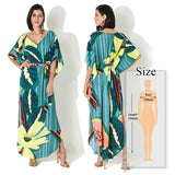 Elegant Quick-drying Striped V-Neck Self Belted Summer Beach Dress Black Cotton Tunic Plus Size Women Beachwear Kaftan