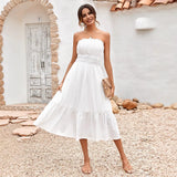 Spring / Summer 2025 New Women's Casual Solid Color Chest Closed Waist Dress