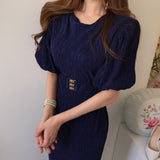 Women Bodycon Party Dress Solid Slim Summer Lady Sash Dresses Fashion Korean Maxi Vestidos Short Sleeve