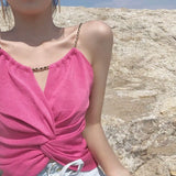 Women Camis Top Suspender Vest Sexy Pink Black White Slim Party Beach Vest Short Crop