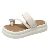 Toe Diamond Slippers Female 2025 Summer New Korean Version Fashion Leisure Thick Bottom One Word Outside Wear