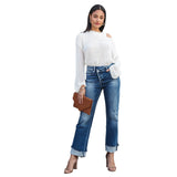 Zingj Spring And Summer New Washed High Waist Jeans Fashion Casual Loose Edge Pants