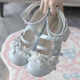 Spring New Round Head Thick-Bottomed Mary Jane Leather Shoes Lolita Bow Princess Style Design Single