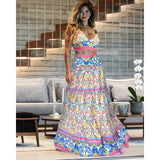 Two Pieces Skirt Sets Suspenders Tube Top Skirts Sweet Printed Bra Bare Waist Chic Evening Party Clothing Beach Dance