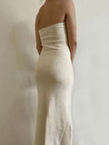 Knitted Twist Strapless Maxi Dress- Outfit