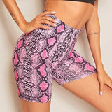 Zingj Women's Snake Print High Waist And Hip Sports Yoga Pants Fitness Shorts Women-Outfit