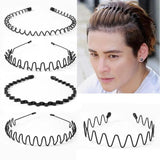 Men's Women Sports Wave Hair Band Metal Black Hairband Headband