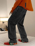 Men's Washed Checkered Patchwork Jeans- Outfit