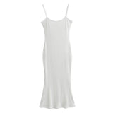 Zingj Trendy Women's Dress Hot Girls Sexy Basic Solid Color High Waist Show Thin Medium-Long Halter Skirt Hip