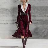 Women's Shirt Dress Digital Print Collar Long Sleeve Retro Dress
